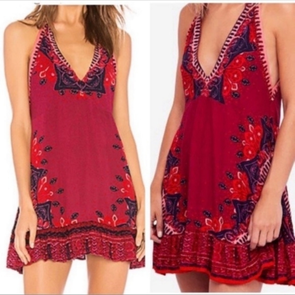 Free People Steal The Sun Printed Halter Tunic Dress